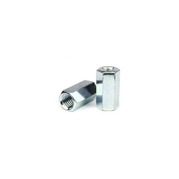 Newport Fasteners Coupling Nut Reducer, 5/8"-11 and 1/2"-13, Steel, Grade A, Zinc Plated, 1-1/4 in Lg, 400 PK 714004-BR-400 - main